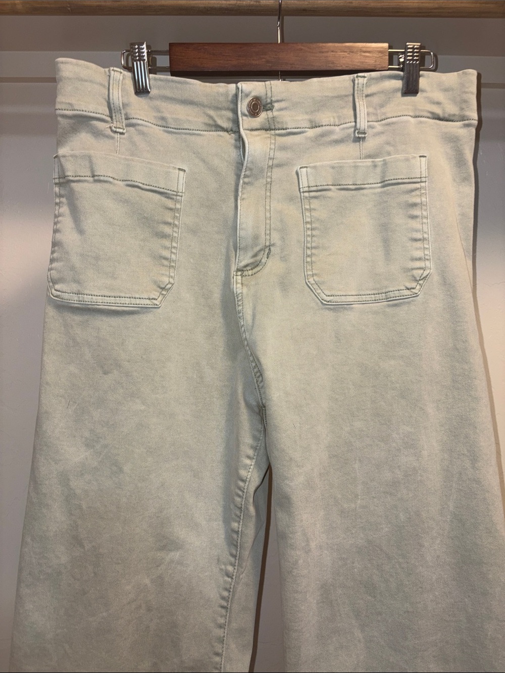 LC Lauren Conrad Sage Green Cropped Wide-Leg Jeans - Picture 2 of 5
